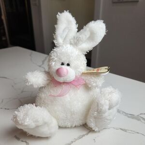 NWT AURORA WHITE WITH PINK RIBBON FAT BOTTOM BUNNY   9"